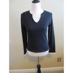 STYLE & CO. BLACK WHITE LAYERED LOOK LONG SLEEVED TOP SMALL NWOT SMALL